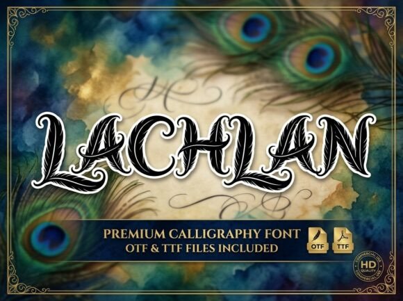 Lachlan: A Calligraphy Font with Peacock-Plume Soul